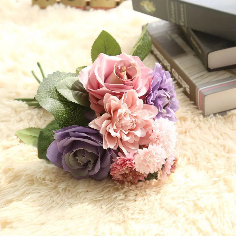 Dahlia Rose Bouquet Artificial Flower Home Decor