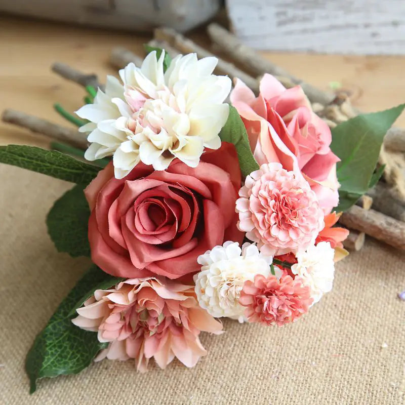 Dahlia Rose Bouquet Artificial Flower Home Decor