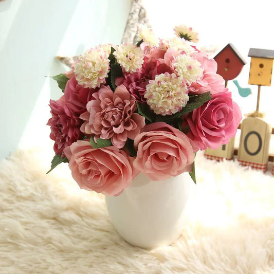 Dahlia Rose Bouquet Artificial Flower Home Decor
