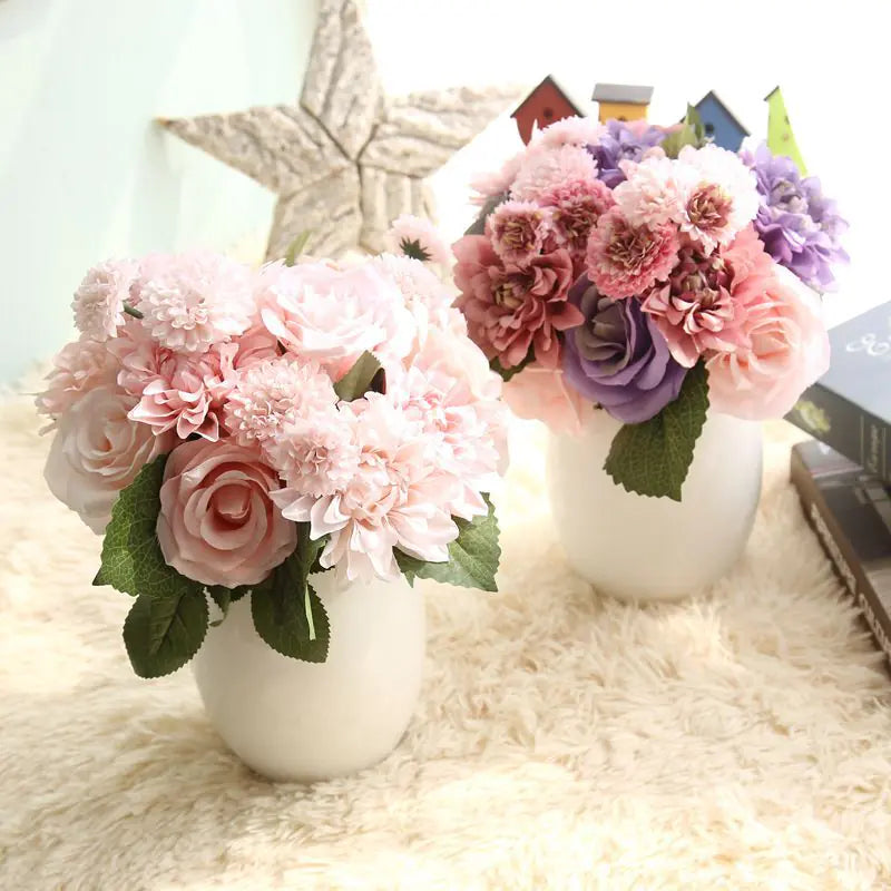 Dahlia Rose Bouquet Artificial Flower Home Decor