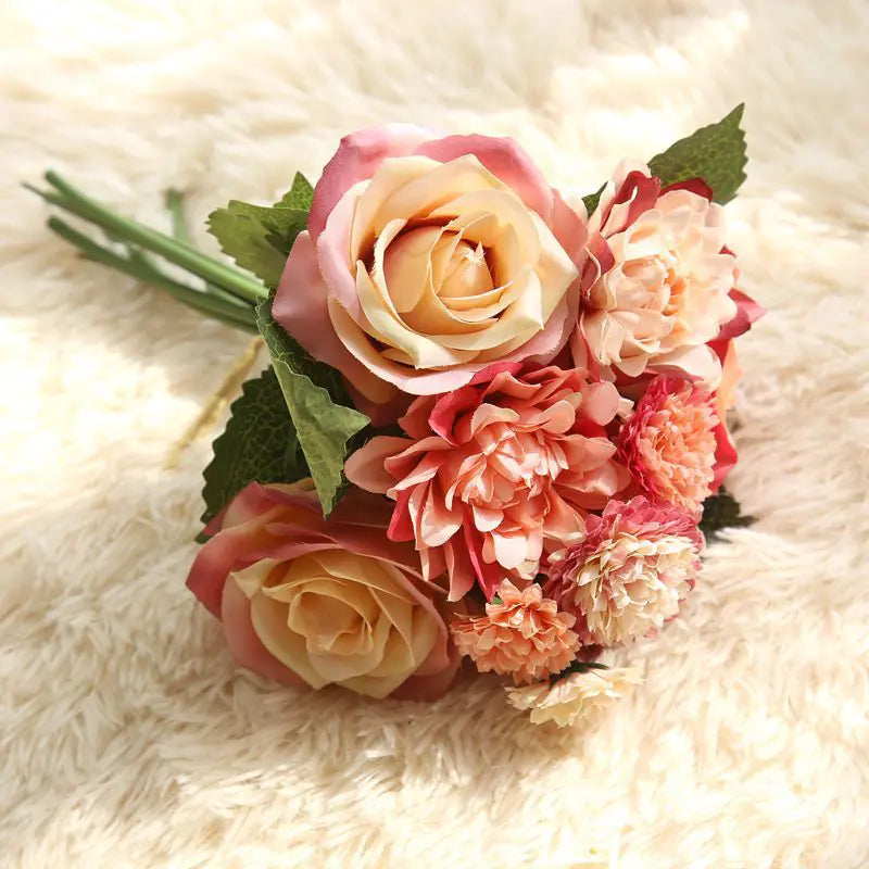 Dahlia Rose Bouquet Artificial Flower Home Decor