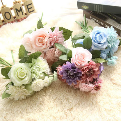Dahlia Rose Bouquet Artificial Flower Home Decor