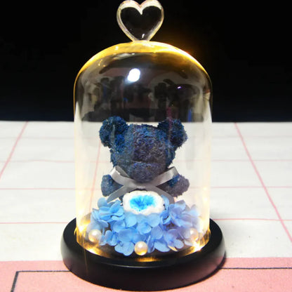 Eternal Rose Flower Bear Ornament